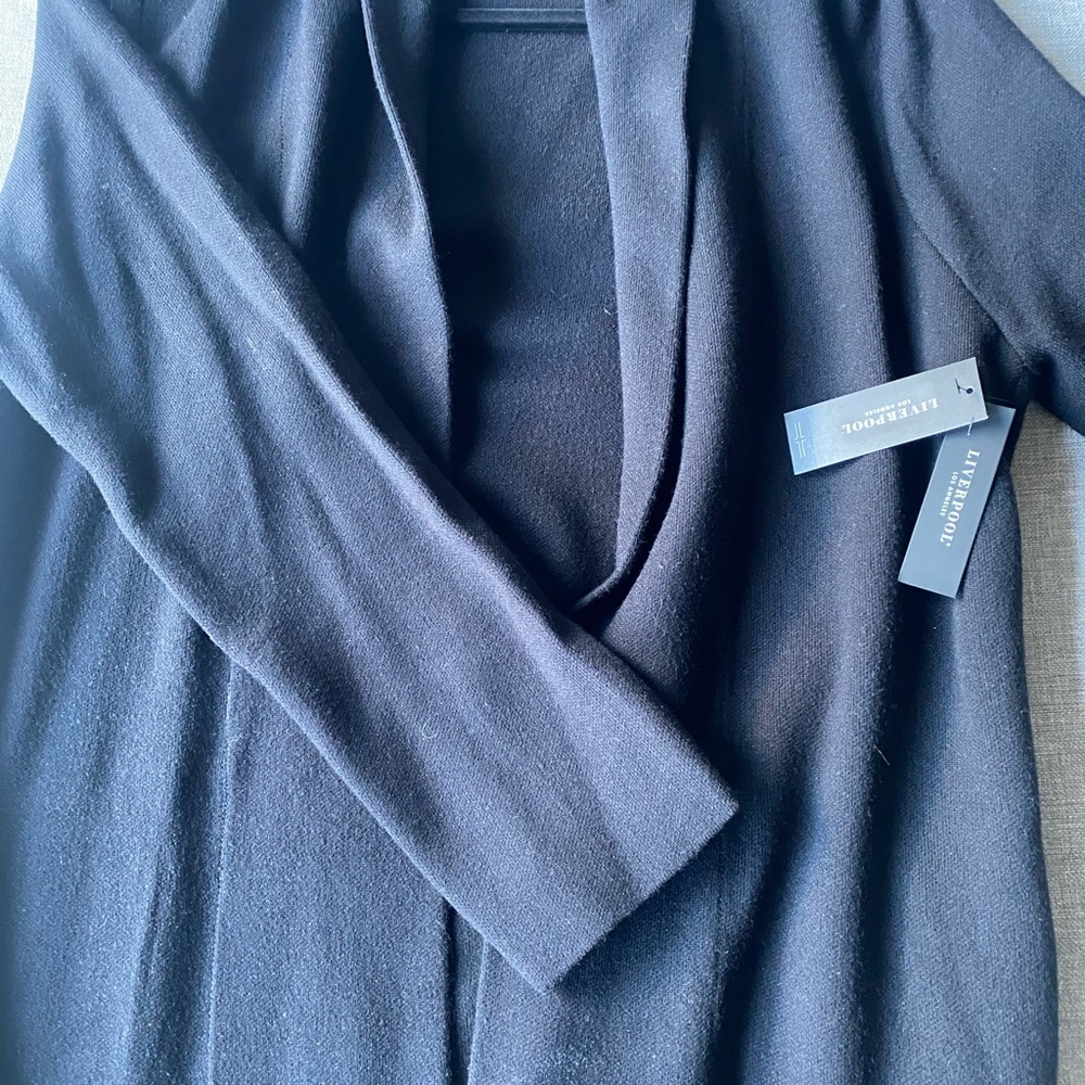 Liverpool Elegant Black Open-Front Cardigan